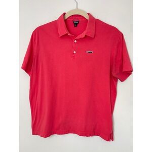 Patagonia Mens Organic Cotton Trout Logo Polo Shirt Coral Pink Size Large